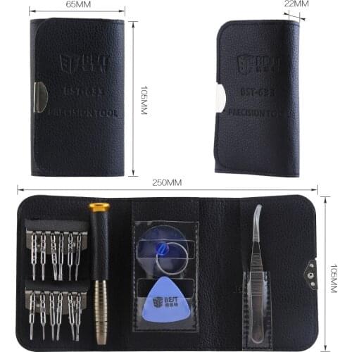 16 In 1 Precision Screwdrivers Wallet Kit Opening Repair Tools Set for Cell Phones Tablets Watches PCs