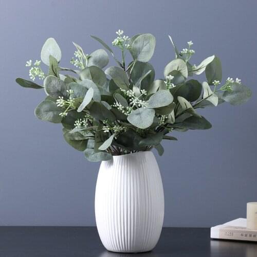 45cm wholesale Artificial Money Plant Fruit Leaves Wedding Outdoor Decoration Artificial Eucalyptus Leaves