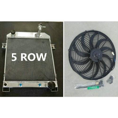 56MM 5 Row Aluminum Radiator + Fan For JAGUAR MARK 2 MK2 MK II DAIMLER 2.5 V8; V8-250 AT 1962-1967 1963 1964 1965 1966