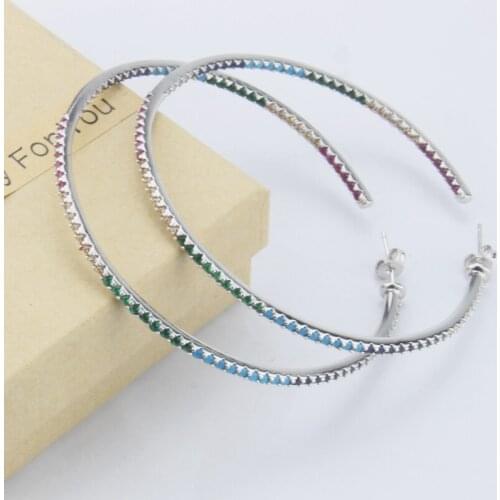 SUNSLL New arrival punk large hoop earrings fashion party exaggerated zircon color round earrings female fashion jewelry gifts