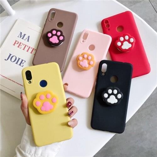 3D Cartoon Phone Holder Case For Huawei Honor 8A Prime 7X 8X 9A 9C 10i 20i 20s 30i 30S 10X 9X Lite Nova 5t Cat Dog Paw Cover