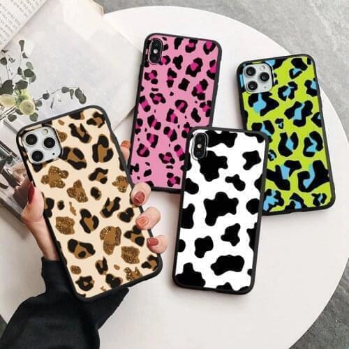 For iPhone 12 Mini 11 Pro Max SE 2020 10 X XR XS Max 8 7 6 6S Plus Case Leopard Milk Cow Black White Color Stripe Phone Cover