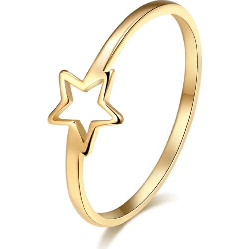 DOTIFI New daily For Women Ring 316L Stainless Steel Jewelry Hollow Five-Pointed Star Female Birthday Party Gift R287