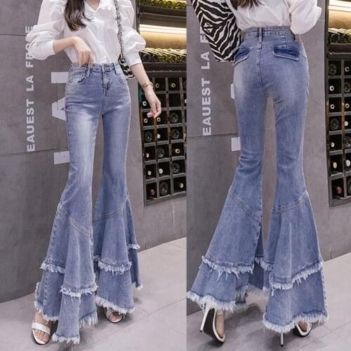 Patchwork Avondmaal Uitlopende Stretch Jeans Vrouwen Hoge Taille Skinny Boot-Cut Broeken Dames Elegante Denim Broek Mujer Slanke