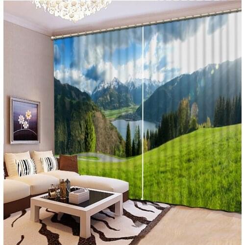 Ready made curtains 3d curtains Grassland Living room bedroom window curtain Window decoration sound proof curtain