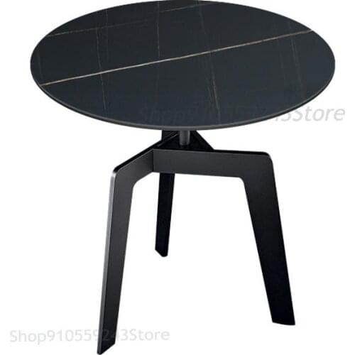 Italian Style Simple Rock Slab Marble Small Round Table Light Luxury Small Apartment Living Room Side Table Modern Balcony Creat