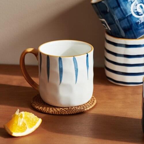 Japanese Style Mugs Spoon Lid Creative Ceramic Coffee Milk Water Cup Tea Party Drinking Home Drinkware Gifts