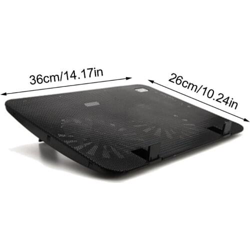 Metal Panel Dual Fan Notebook Cooler Laptop Cooling Pad Slim Stand for 15.6" PC