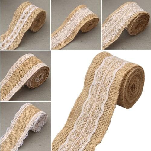 Hot New 2m Natural Burlap Ribbon Roll 5cm Wide Non-Elastic Vintage Lace Rolls DIY Embroidery Decoration for Sewing Wrapping LXY9