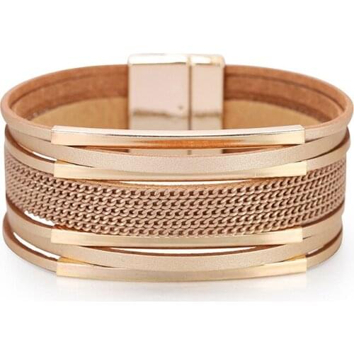 ORNAPEADIA Fashion Bohemia Bracelet for Women Leather Bangles with Charm Alloy Thin Tube Jewelry Wholesale Statement Bracelet