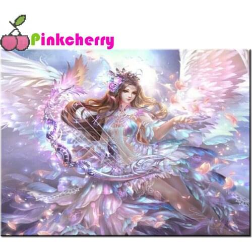 DIY Diamond Embroidery beautiful harp fairy full Square round Cross Stitch Cartoon 5D Diamond Painting rhinestone Decor k1066