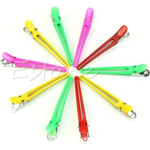 New 10 Pcs Colorful Hairdressing Sectioning Clips Clamps Hair Salon Styling Grip A0ND