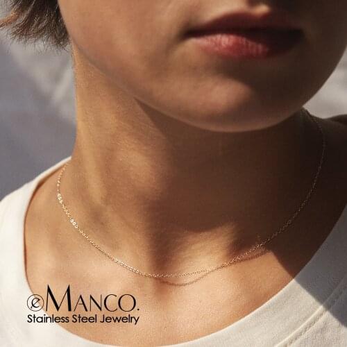 EManco Fine chain Necklace stainless steel Gold Color Pendants Short Long Statement Women Colar Gift stainless steel Jewelry