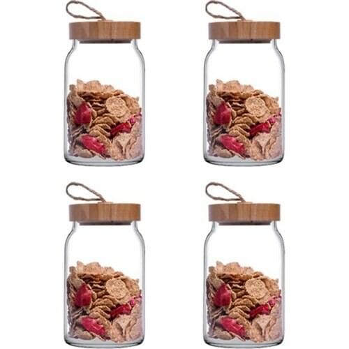 Pasabahce 43583 Woody Bamboo Jar With Lid 860 cc - 4 Pcs