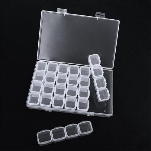 28 Grid Plastic Empty Storage Box For Nail Art Manicure Tools Jewelry Rhinestones Organizer Holder Beads Display Storage Case