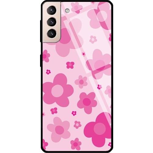 Daisies pink Tempered Glass Cover For Samsung Galaxy S21 Ultra S20 FE S8 S9 S10 Plus Note 10 20 Case