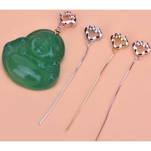 S925 sterling silver universal needle, hollow out pendant clasp needle, jade jade crystal clasp DIY accessories