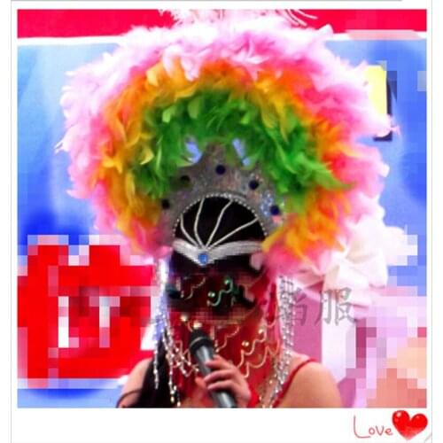Sexy carnival stage dance costume feather headwear