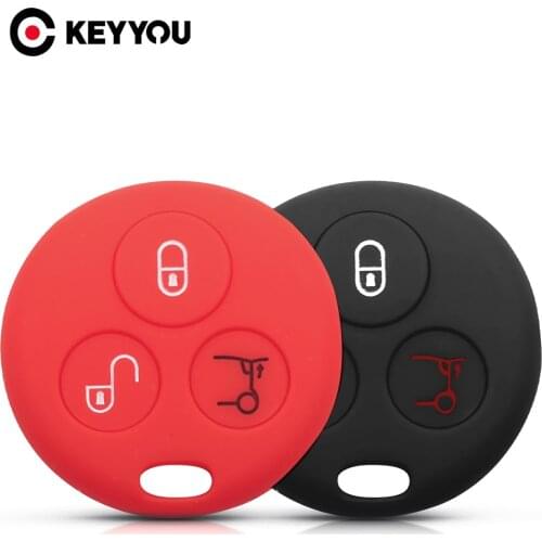 KEYYOU Premium Silicone Car Key Cover Case Skin Jacket For Mercedes Benz SMART Fortwo 450 Forfour Roadster Body Protection