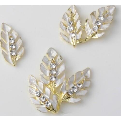 10 PCS Fashion Metal Alloy Crystal Rhinestone Enamel Gold Leaf DIY Handmade Accessories For Jewelry Making