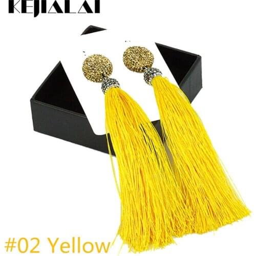 Vintage Style Jewelry Braide Pendant Earrings Pave Rhinestone Stud Long Tassel Earrings for Women Wedding Colorful Fabric Ribbon