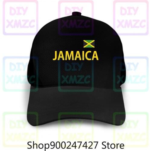 Jamaica Hats Text Baseball Cap And Flag Printed Blackjamaica Hats Rasta Reggae