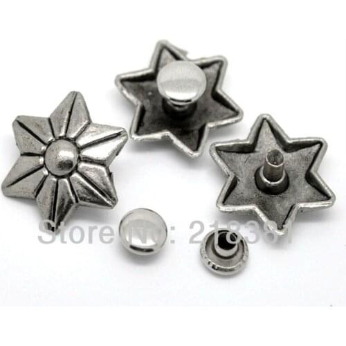 50 Sets Antique Silver Flower Rivet Studs Spots 19mmx17mm 8mmx3mm Bag Leather Clothes