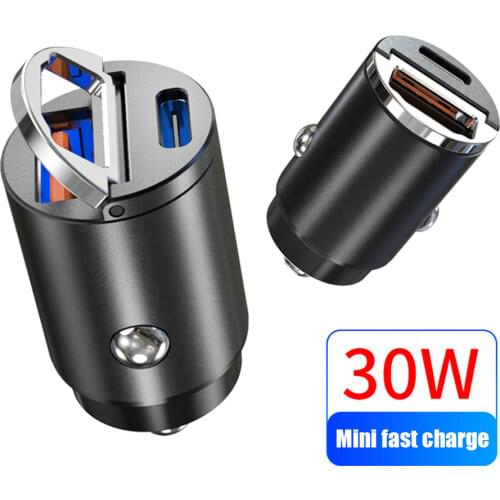 30W Car Charger USB Fast Charger QC 3.0 Quick Charge Type C PD Charging Adapter Cigarette Socket Lighter Mobile Phone Charger