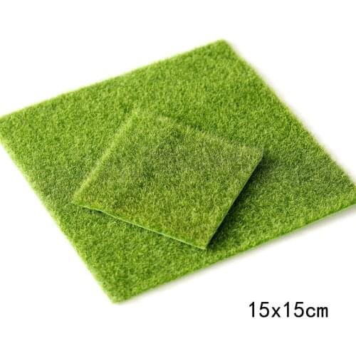 Green Micro Landscape Decoration Mini Fairy Garden Simulation Plants Artificial Fake Moss Decorative Lawn Turf Green Grass 15*15