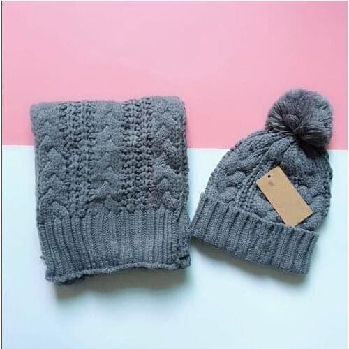 Women Knit Scarf & Hat 2PC Set Heather Color winter