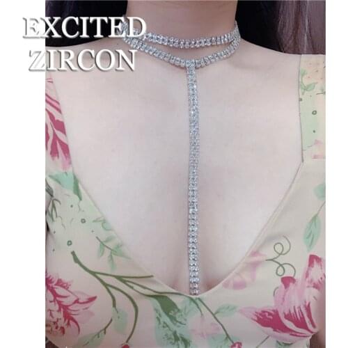Woman New Design Fashion Luxurious Rhinestone Crystal Long Necklace Exquisite Sexy Romantic Necklace Jewelry Party Gift