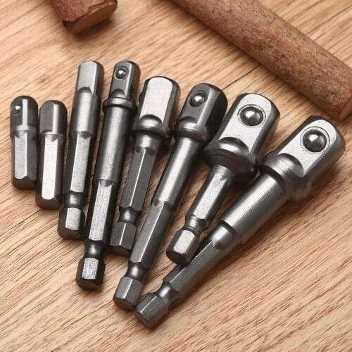 1kit 8pcs Socket Adapter Set Nut Driver Power Drill bits Socket Bit Hex Adapter Extension Socket Wrench Adapter 1/4" 3/8" 1/2"