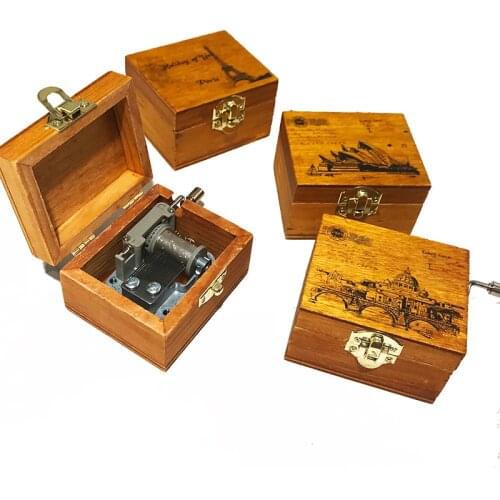 1pcs Retro Music Box Classical Wooden Handcraft Cranked Educational Toy Kids Toys For Birthday Fashion Home Decoration Supplies