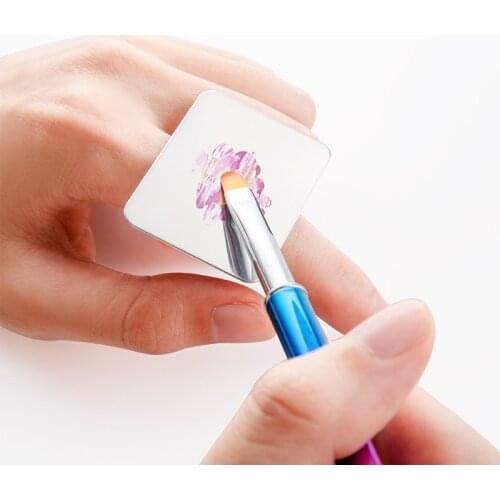 Salon Manicure 1PC Finger Ring Color Palette Make up Cream Foundation Mixing Palette Cosmetic Make up Tool Stainless Steel Plate