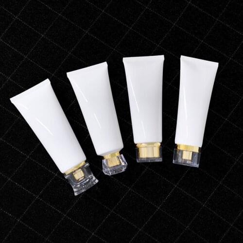 20pcs 100g Empty White Cream bottle gold Screw Lid White PE Soft Cosmetic Soft Tube Plastic Cosmetic Container