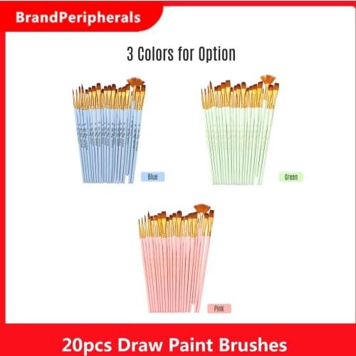 20pcs Draw Paint Brushes Set Kit Artist Paintbrush Multiple Mediums Brushes with Nylon Hair for Art Drawing Supplies for Painter