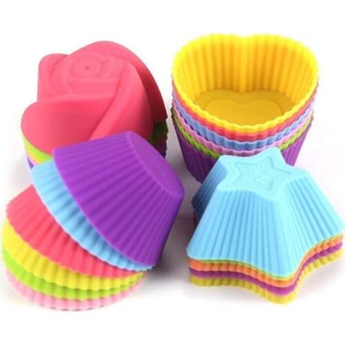 24Pcs Silicone Cupcake Moulds Bakeware Muffin Cake Reusable Nonstick Heat Resisitant Bakeware FBE2
