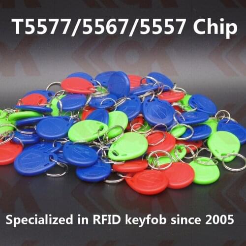 2500pcs/lot 125KHz Writable T5577 RFID Keyfobs Keychain Key Token TAG For card writer
