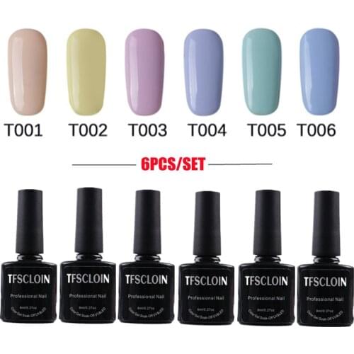 6Pcs Gel Nail Polish Set Glitter Semi Permanent enamel Varnishes For Nails Manicure Nail Art Top Coat Soak Off Gel Nail Polish