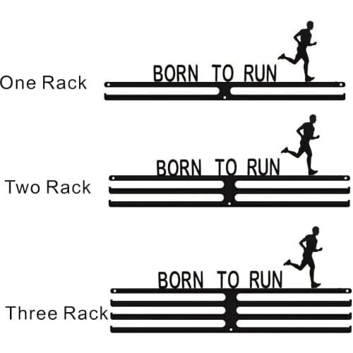 BORN TO RUN Running Black Sports Marathon Display Medal Hanger