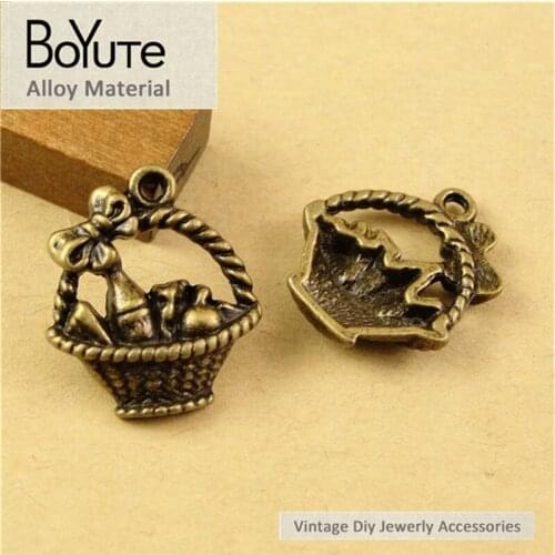 BoYuTe (60 Pieces/Lot) 17*20MM Picnic Basket Charms Antique Bronze Plated Picnic Basket Charms Pendants for Jewelry Making