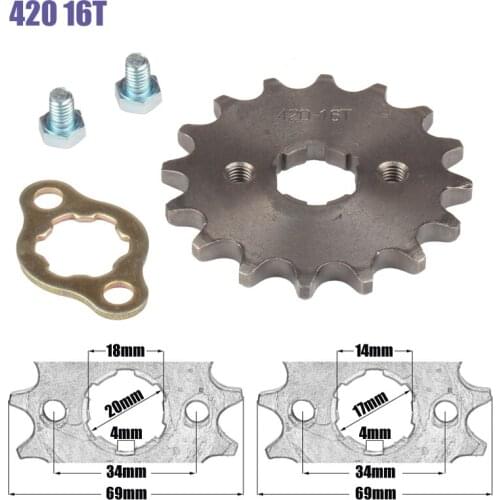 Mtorcycle parts Chain 428 16T 17mm and 20mm Front Engine Sprocket For 50cc to 125cc ATV Go DIRT BIKE ATV BUGGY