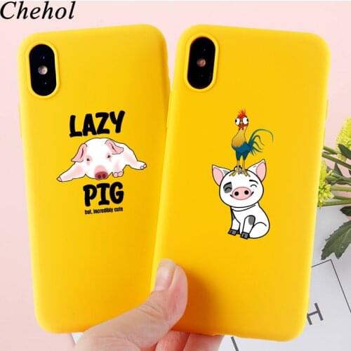 Lazy Pig Phone Cases for iPhone 11 Pro 8 7 6s Plus X XS MAX XR Cute Animal Case Soft Silicone TPU Fitted Back Cover Accessories