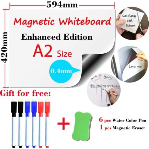 A2 Size Magnetic Whiteboard Enhanced Edition for Kids Home Office Dry Erase Board White Boards Fridge Wall Stickers Message