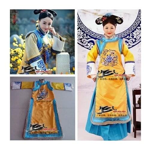 Drama TV Play Feng Huan Chao Princess Costume Yellow Winter Thick Clothes with Fur Embroidery Qing Dynasty Empress Costume