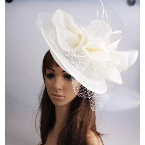 Sinamay Fascinator Headwear Bridal Veils Feather Party Show Hair Accessories Millinery Cocktail Hats High Quality 3Colors MYQ112