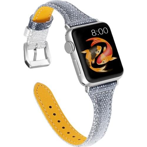 Gradient Color Fish-scale Pattern Strap for Apple Watch Band Series 6 5 4 3 2 Leather Bracelet for iWatch SE 44MM 40MM 42MM 38MM