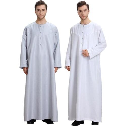Muslim Abaya for Men Jubba Thobe Middle East Long Robes Kaftan Arab Dubai Adult Islamic Clothing