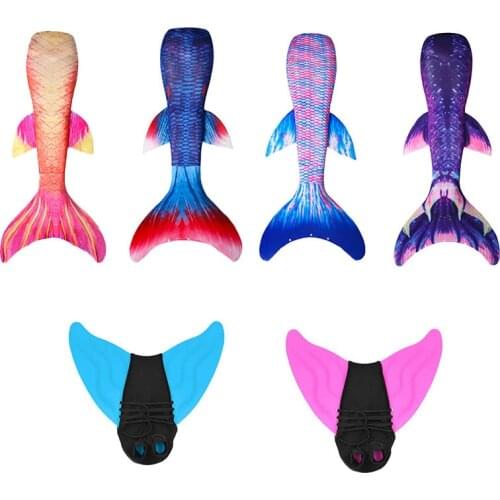 Little Mermaid Tails With Pink Black Monofin Swimwear for Kids summer Dress swimmable Suit Mermaid Party Cosplay Costume