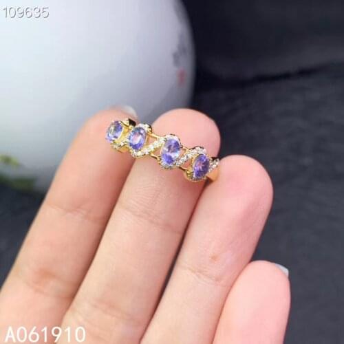 KJJEAXCMY boutique jewelry 925 sterling silver inlaid natural Tanzanite gemstone female ring support detection luxurious